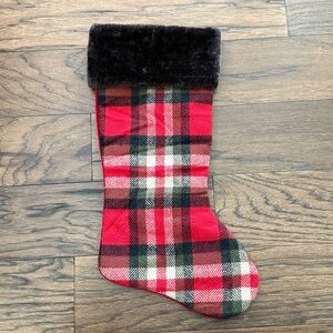 Red Brown Cream Green and Black Plaid Christmas Stocking